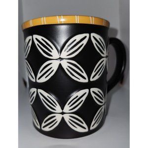 Starbucks 2008 Geometric Flowers on Bone China Black Coffee Mug Tea Cup